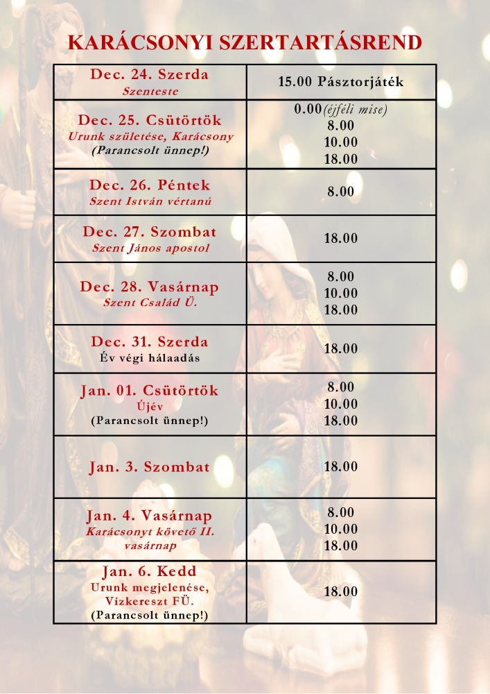 Karácsonyi szertartásrend